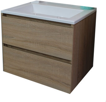 Boss & Wessing Badkamermeubel BWS Pepper Wastafel Acryl Incl Spiegelkast Zonder Kraangat 60x55x46 cm Eiken