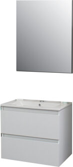 Boss & Wessing Badkamermeubel BWS Pepper Wastafel Porselein Incl Spiegel En Kraangat 60x55x46 cm Wit