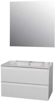 Boss & Wessing Badkamermeubel BWS Pepper Wastafel Porselein Incl Spiegel En Kraangat 80x55x46 cm Wit