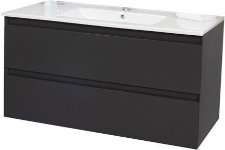 Boss & Wessing Badkamermeubel BWS Pepper Wastafel Porselein Met Kraangat 100x55x46 cm Antraciet