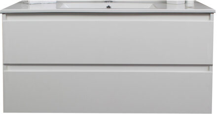 Boss & Wessing Badkamermeubel BWS Pepper Wastafel Porselein Met Kraangat 100x55x46 cm Wit