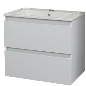 Boss & Wessing Badkamermeubel BWS Pepper Wastafel Porselein Met Kraangat 60x55x46 cm Wit