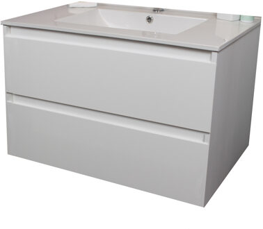 Boss & Wessing Badkamermeubel BWS Pepper Wastafel Porselein Met Kraangat 80x55x46 cm Wit