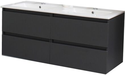 Boss & Wessing Badkamermeubel BWS Pepper Wastafel Porselein Twee Kraangaten 120x55x46 cm Antraciet