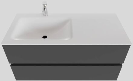 Boss & Wessing Badkamermeubel Solid Surface BWS Oslo 100x46 cm Links Mat Antraciet (met 1 kraangat)