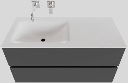 Boss & Wessing Badkamermeubel Solid Surface BWS Oslo 100x46 cm Links Mat Antraciet (zonder kraangaten)