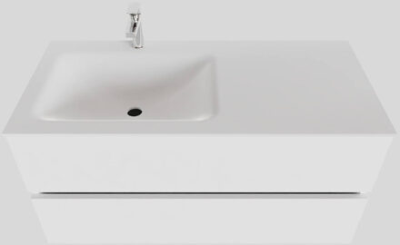 Boss & Wessing Badkamermeubel Solid Surface BWS Oslo 100x46 cm Links Mat Wit (met 1 kraangat)
