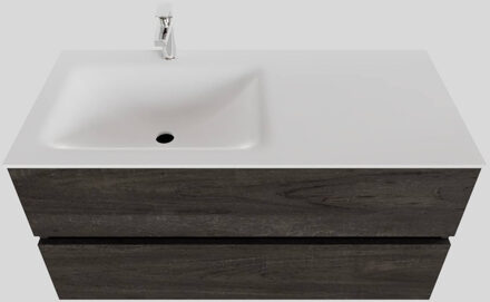 Boss & Wessing Badkamermeubel Solid Surface BWS Oslo 100x46 cm Links Wood Dark Brown (met 1 kraangat) Houtlook