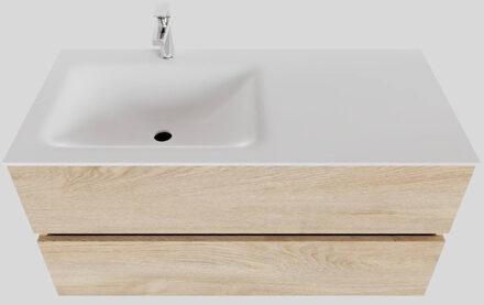 Boss & Wessing Badkamermeubel Solid Surface BWS Oslo 100x46 cm Links Wood Washed Oak (met 1 kraangat) Houtlook