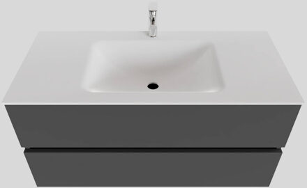 Boss & Wessing Badkamermeubel Solid Surface BWS Oslo 100x46 cm Midden Mat Antraciet (met 1 kraangat)
