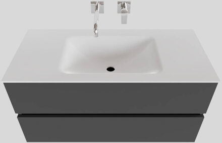 Boss & Wessing Badkamermeubel Solid Surface BWS Oslo 100x46 cm Midden Mat Antraciet (zonder kraangaten)