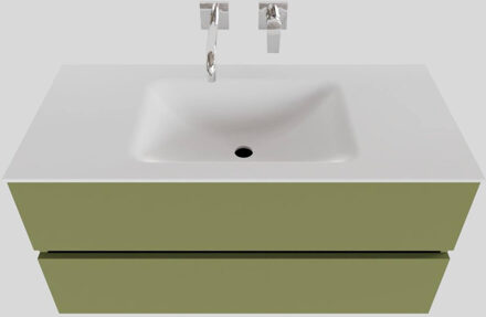 Boss & Wessing Badkamermeubel Solid Surface BWS Oslo 100x46 cm Midden Mat Groen (zonder kraangaten)