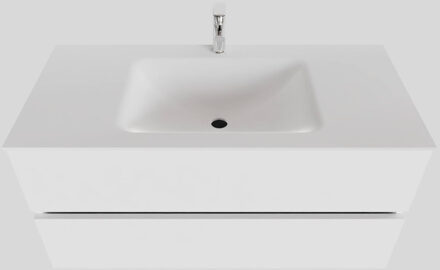 Boss & Wessing Badkamermeubel Solid Surface BWS Oslo 100x46 cm Midden Mat Wit (met 1 kraangat)