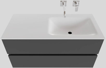 Boss & Wessing Badkamermeubel Solid Surface BWS Oslo 100x46 cm Rechts Mat Antraciet (zonder kraangaten)