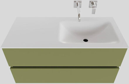 Boss & Wessing Badkamermeubel Solid Surface BWS Oslo 100x46 cm Rechts Mat Groen (zonder kraangaten)