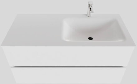 Boss & Wessing Badkamermeubel Solid Surface BWS Oslo 100x46 cm Rechts Mat Wit (met 1 kraangat)