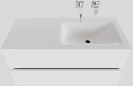 Boss & Wessing Badkamermeubel Solid Surface BWS Oslo 100x46 cm Rechts Mat Wit (zonder kraangaten)