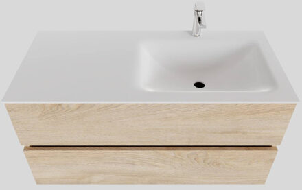 Boss & Wessing Badkamermeubel Solid Surface BWS Oslo 100x46 cm Rechts Wood Washed Oak (met 1 kraangat) Houtlook