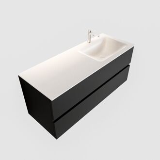 Boss & Wessing Badkamermeubel Solid Surface BWS Oslo 120x45 cm Mat Zwart Urban Rechts (1 kraangat)