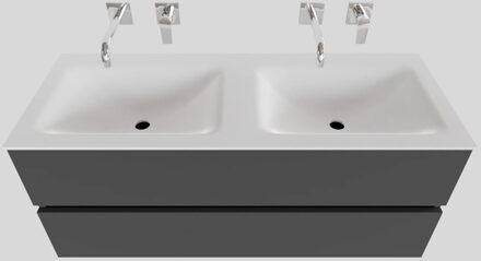 Boss & Wessing Badkamermeubel Solid Surface BWS Oslo 120x46 cm Dubbel Mat Antraciet (0 kraangaten)