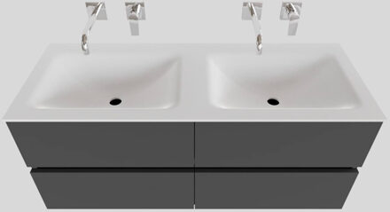 Boss & Wessing Badkamermeubel Solid Surface BWS Oslo 120x46 cm Dubbel Mat Antraciet 4 Laden (0 kraangaten)