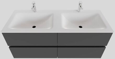 Boss & Wessing Badkamermeubel Solid Surface BWS Oslo 120x46 cm Dubbel Mat Antraciet 4 Laden (2 kraangaten)