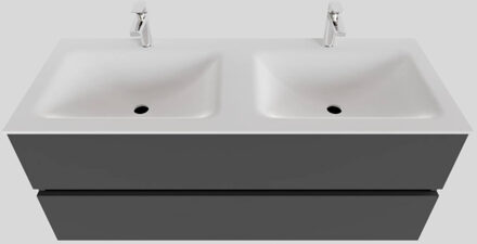 Boss & Wessing Badkamermeubel Solid Surface BWS Oslo 120x46 cm Dubbel Mat Antraciet (met 2 kraangaten)