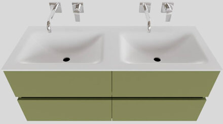 Boss & Wessing Badkamermeubel Solid Surface BWS Oslo 120x46 cm Dubbel Mat Groen 4 Laden (0 kraangaten)