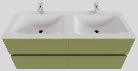 Boss & Wessing Badkamermeubel Solid Surface BWS Oslo 120x46 cm Dubbel Mat Groen 4 Laden (2 kraangaten)