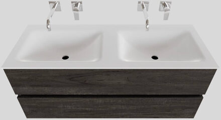 Boss & Wessing Badkamermeubel Solid Surface BWS Oslo 120x46 cm Dubbel Wood Dark Brown (0 kraangaten) Houtlook