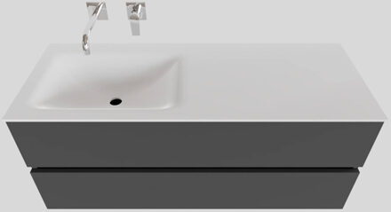 Boss & Wessing Badkamermeubel Solid Surface BWS Oslo 120x46 cm Links Mat Antraciet (0 kraangaten)