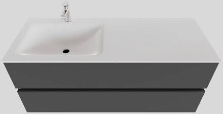 Boss & Wessing Badkamermeubel Solid Surface BWS Oslo 120x46 cm Links Mat Antraciet (met 1 kraangat)