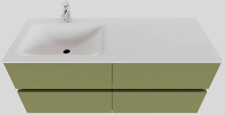Boss & Wessing Badkamermeubel Solid Surface BWS Oslo 120x46 cm Links Mat Groen 4 Laden (met 1 kraangat)