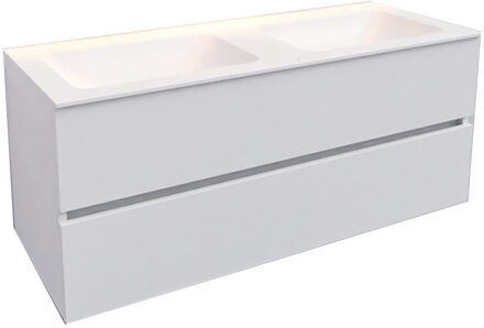 Boss & Wessing Badkamermeubel Solid Surface BWS Oslo 120x46 cm Links Mat Wit (met 1 kraangat)