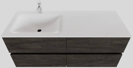 Boss & Wessing Badkamermeubel Solid Surface BWS Oslo 120x46 cm Links Wood Dark Brown 4 Laden (met 1 kraangat) Houtlook