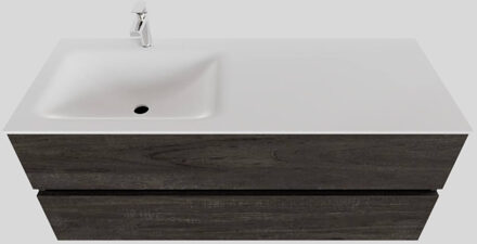 Boss & Wessing Badkamermeubel Solid Surface BWS Oslo 120x46 cm Links Wood Dark Brown (met 1 kraangat) Houtlook
