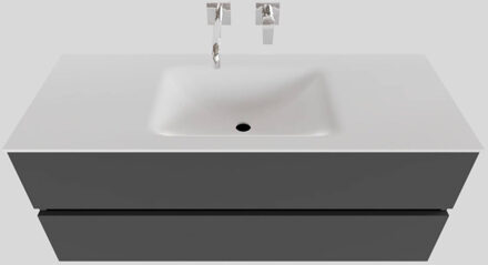 Boss & Wessing Badkamermeubel Solid Surface BWS Oslo 120x46 cm Midden Mat Antraciet (0 kraangaten)