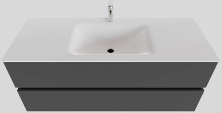 Boss & Wessing Badkamermeubel Solid Surface BWS Oslo 120x46 cm Midden Mat Antraciet (met 1 kraangat)