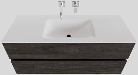 Boss & Wessing Badkamermeubel Solid Surface BWS Oslo 120x46 cm Midden Wood Dark Brown (0 kraangaten) Houtlook