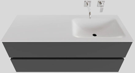 Boss & Wessing Badkamermeubel Solid Surface BWS Oslo 120x46 cm Rechts Mat Antraciet (0 kraangaten)