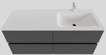 Boss & Wessing Badkamermeubel Solid Surface BWS Oslo 120x46 cm Rechts Mat Antraciet 4 Laden (met 1 kraangat)