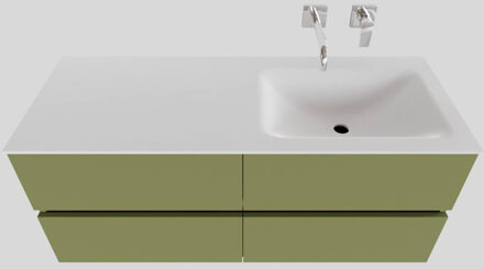 Boss & Wessing Badkamermeubel Solid Surface BWS Oslo 120x46 cm Rechts Mat Groen 4 Laden (0 kraangaten)