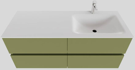 Boss & Wessing Badkamermeubel Solid Surface BWS Oslo 120x46 cm Rechts Mat Groen 4 Laden (met 1 kraangat)