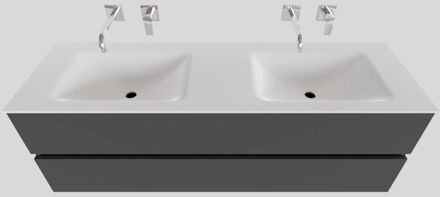 Boss & Wessing Badkamermeubel Solid Surface BWS Oslo 150x46 cm Dubbel Mat Antraciet (0 kraangaten)