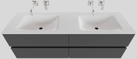 Boss & Wessing Badkamermeubel Solid Surface BWS Oslo 150x46 cm Dubbel Mat Antraciet 4 Laden (0 kraangaten)