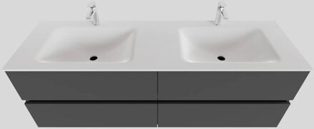Boss & Wessing Badkamermeubel Solid Surface BWS Oslo 150x46 cm Dubbel Mat Antraciet 4 Laden (2 kraangaten)