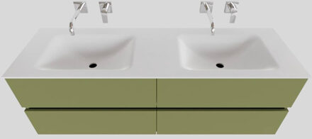 Boss & Wessing Badkamermeubel Solid Surface BWS Oslo 150x46 cm Dubbel Mat Groen 4 Laden (0 kraangaten)
