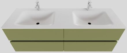 Boss & Wessing Badkamermeubel Solid Surface BWS Oslo 150x46 cm Dubbel Mat Groen 4 Laden (2 kraangaten)