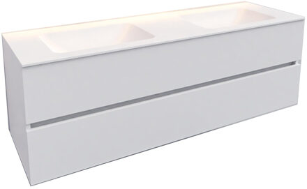 Boss & Wessing Badkamermeubel Solid Surface BWS Oslo 150x46 cm Dubbel Mat Wit (2 kraangaten)