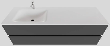 Boss & Wessing Badkamermeubel Solid Surface BWS Oslo 150x46 cm Links Mat Antraciet (met 1 kraangat)